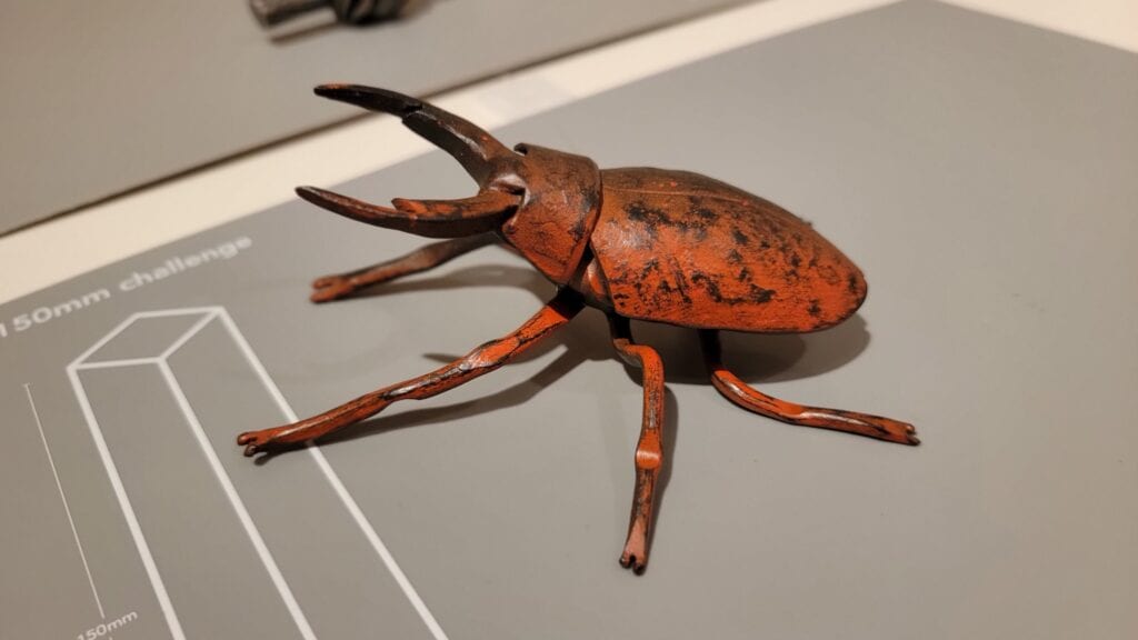 Metal scarab on exhibit at the National Ornamental Metal Museum